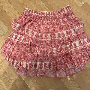 Loveshack Fancy pink boho style mini skirt